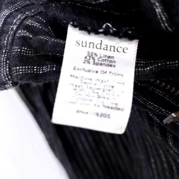 Sundance Amelia Linen Blend Pinstripe Black Trouser Pants Size 8 Pleated - Picture 13 of 16